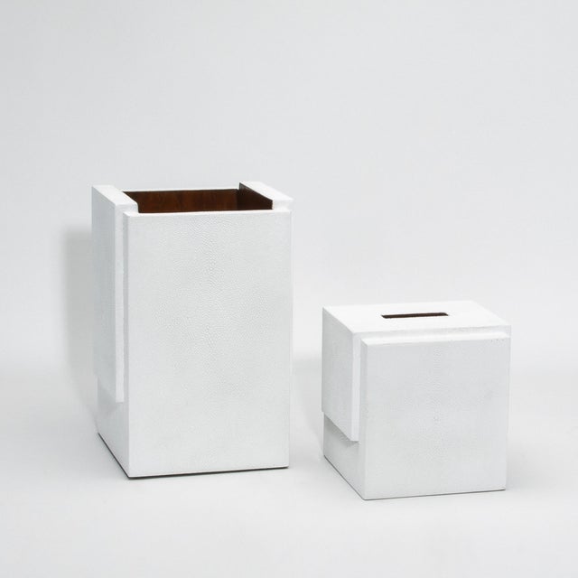Animal Skin Waste Bin in White Shagreen by R&y Augousti For Sale - Image 7 of 8