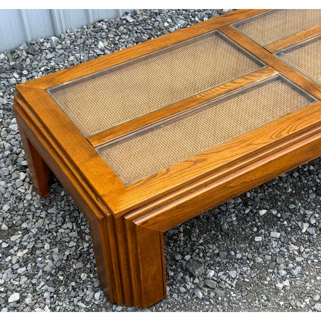 Mid-Century Modern Mid Century Modern Waterfall Edge Cane and Glass Top Coffee Table For Sale - Image 3 of 11