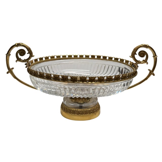 Antique Baccarat French Crystal and Gilt Bronze Centerpiece Urn Form Bowl.