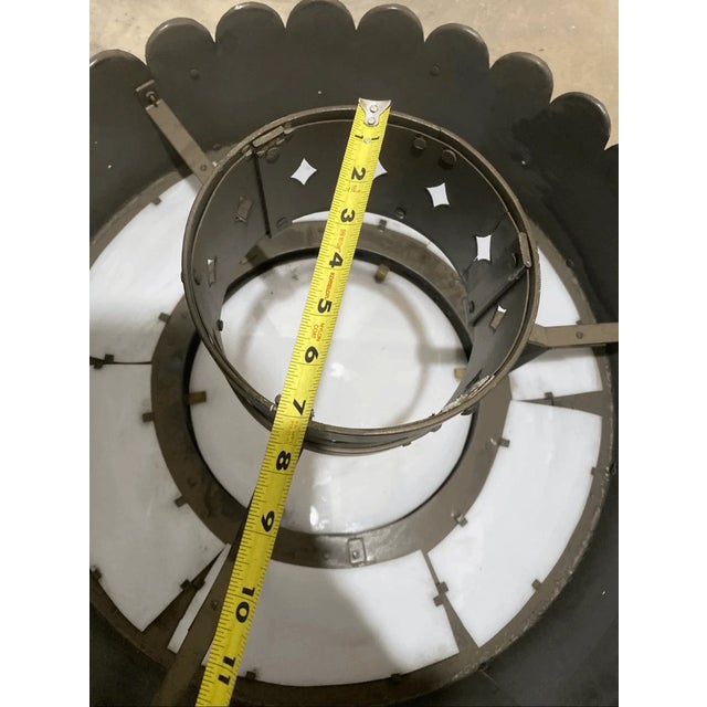 Vintage Gothic Style Milk Glass and Metal Pendant Hanging Light For Sale - Image 9 of 11