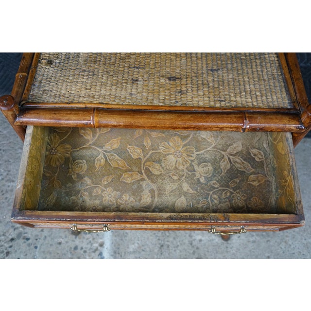 Antique English Victorian Bamboo & Rattan Mirrored Etagere Shelf Stand Boho Chic For Sale - Image 15 of 18