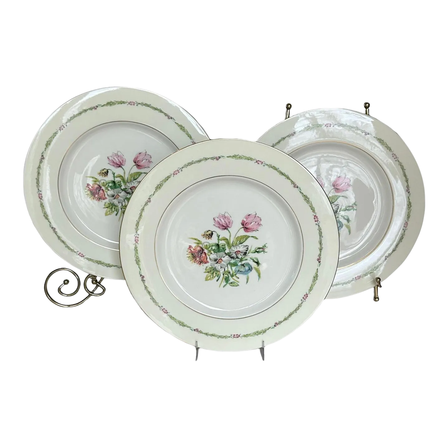 Theodore Haviland New York Garden Flower Dinner Plates- Set of 3