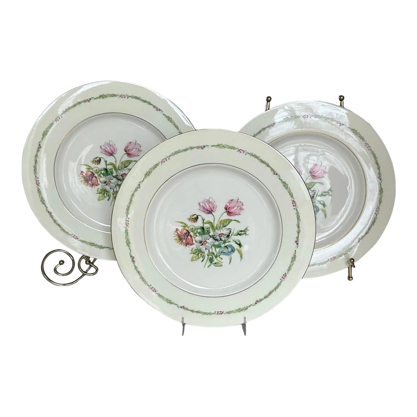 Theodore Haviland New York Garden Flower Dinner Plates- Set of 3