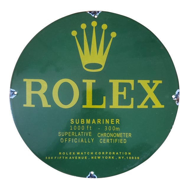 Vintage Rolex Sub Mariner Metal- Enamel Sign For Sale