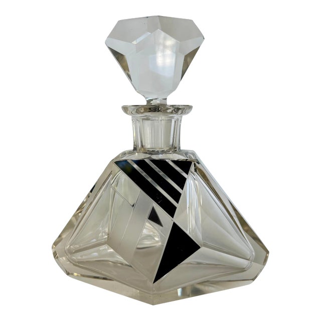 Art Deco Cut Crystal Decanter by Karl Palda, Czech 1930s For Sale