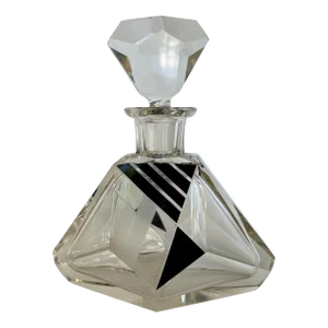Art Deco Cut Crystal Decanter by Karl Palda, Czech 1930s