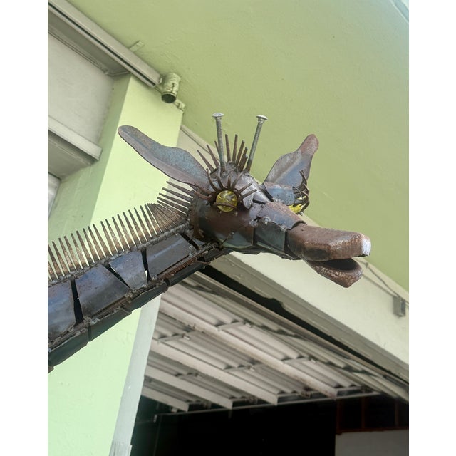 Late 20th Century Lifesize Welded Metal Giraffe . Great Garden Decor For Sale - Image 5 of 12