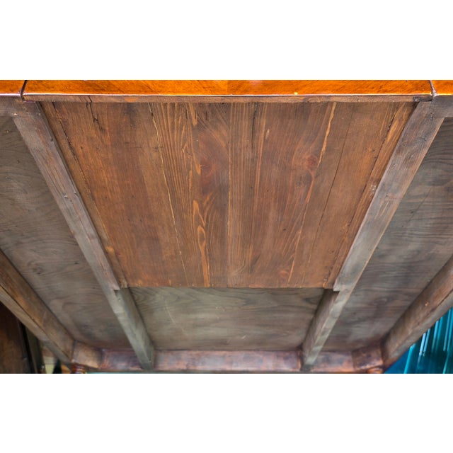 Georgian Style Parquetry Top Coffee Table With Scalloped Edge and X-Form Stretcher, Early 21st Century For Sale - Image 13 of 13