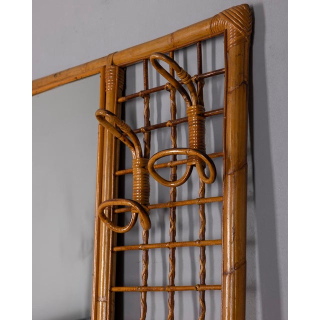 Mid-Century Modern Vintage Italian Bamboo Wall Coat Rack, 1960s For Sale - Image 3 of 10