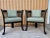 A Pair of Early 21st Century Lounge Three Leg Chairs by Westlake Furniture Chicago. Dated year 2000 Feature a Chinoiserie...