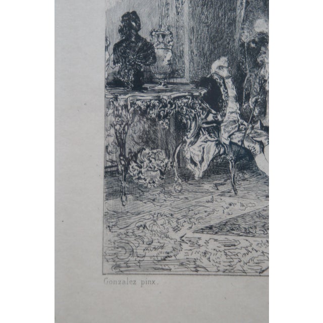 Antique French Les Cadeaux De Noce Baroque Wedding Palace Etching 25" For Sale - Image 4 of 12