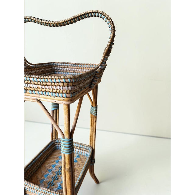 Wood Napoleon III Rattan Serving Bar Cart, 1890s For Sale - Image 7 of 8