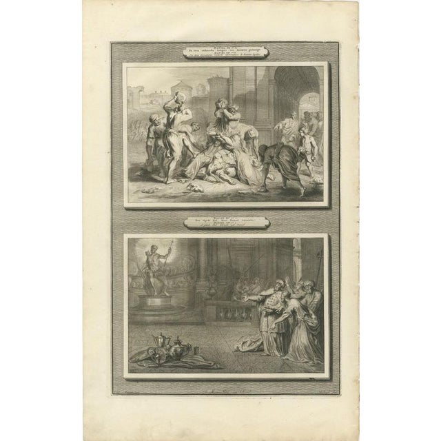 Baroque Pieter Mortier, Stoning of Susanna's Accusers and Daniel Destroys Bel, 1700, Engraving For Sale - Image 3 of 12