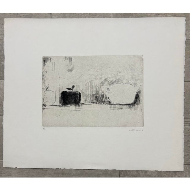 Black Black and White Mid-Century Still Life Lithograph by Artist Fima, Signed (14.5” X 17.25”) For Sale - Image 8 of 8