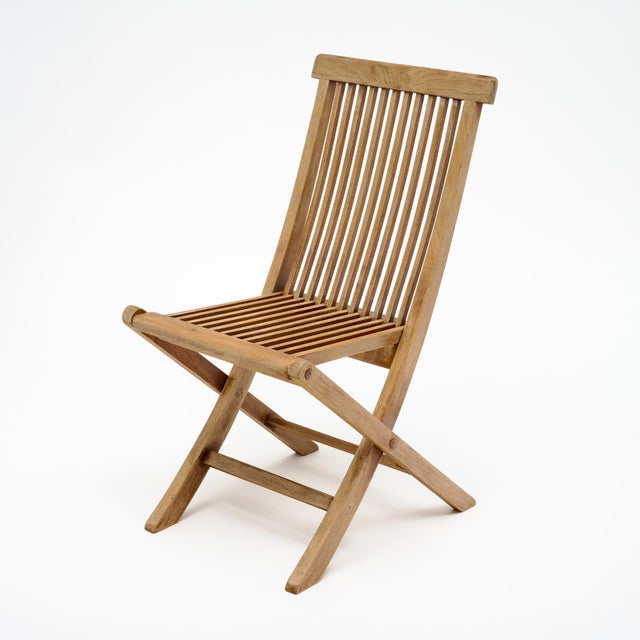 Wood Set of Six Folding Teak Chairs, Danish, Mid-Century Modern Style For Sale - Image 7 of 9