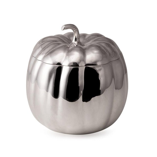 Vintage Italian Silver Plated Pumpkin Ice Bucket by Teghini. 1970 For Sale - Image 14 of 14