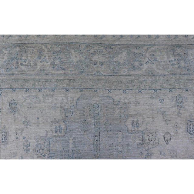 Modern Oushak Rug by Keivan, Light Blue Tribal Medallion, 8'10 X 11'8 For Sale In Atlanta - Image 6 of 12