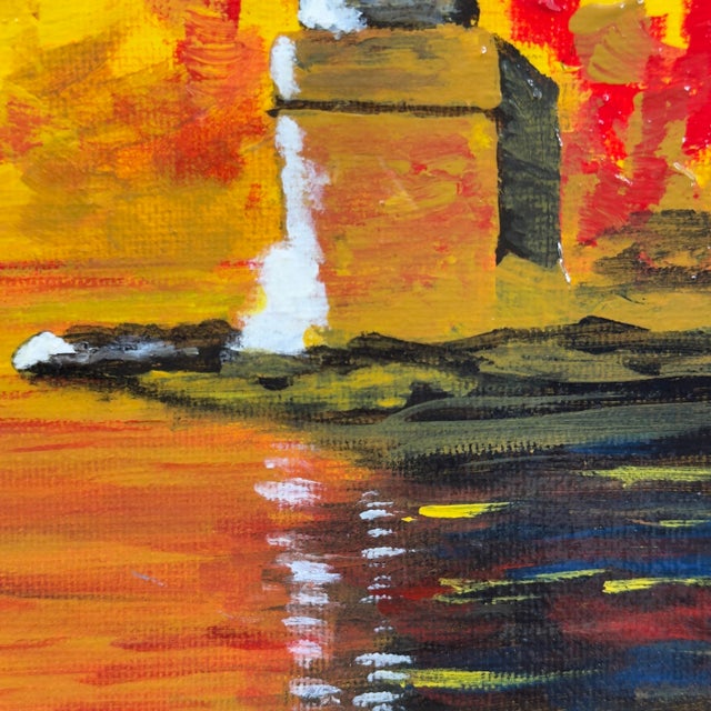 2020s Original Lighthouse Sunset Painting Signed For Sale - Image 5 of 11