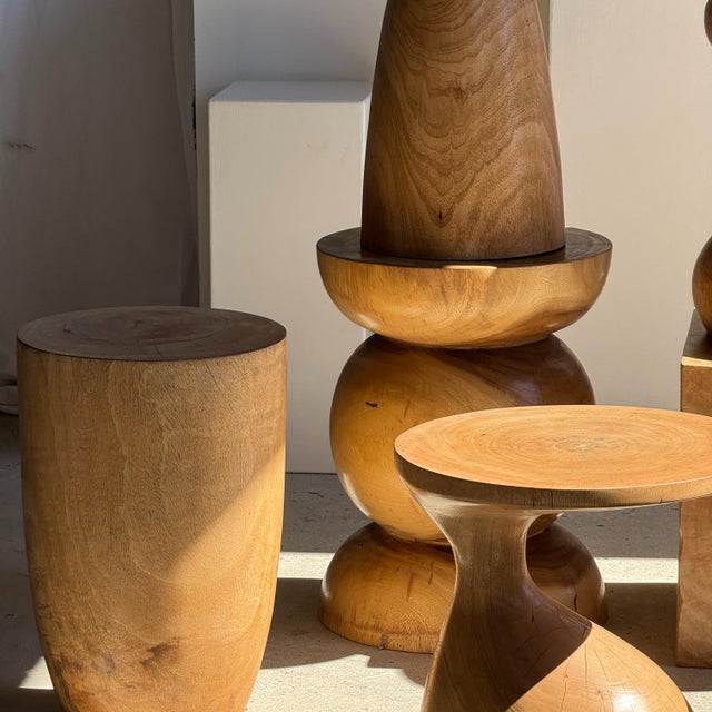 Side Table in Suar Wood with Spheres, 1980s For Sale - Image 10 of 11