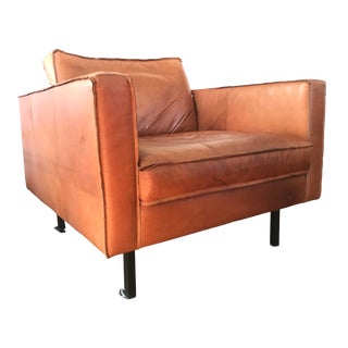 Tommy M. Modern Sauvage Tobacco Leather Buster Arm Chair For Sale