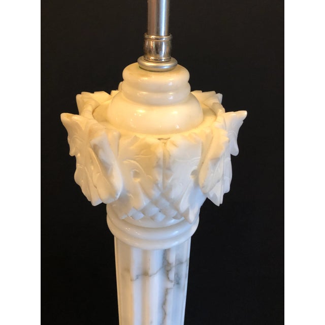 1950s White & Grey Veined Column Marble Table Lamps - a Pair For Sale - Image 5 of 11