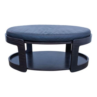 Ekornes Black Leather Coffee Table/Ottoman For Sale