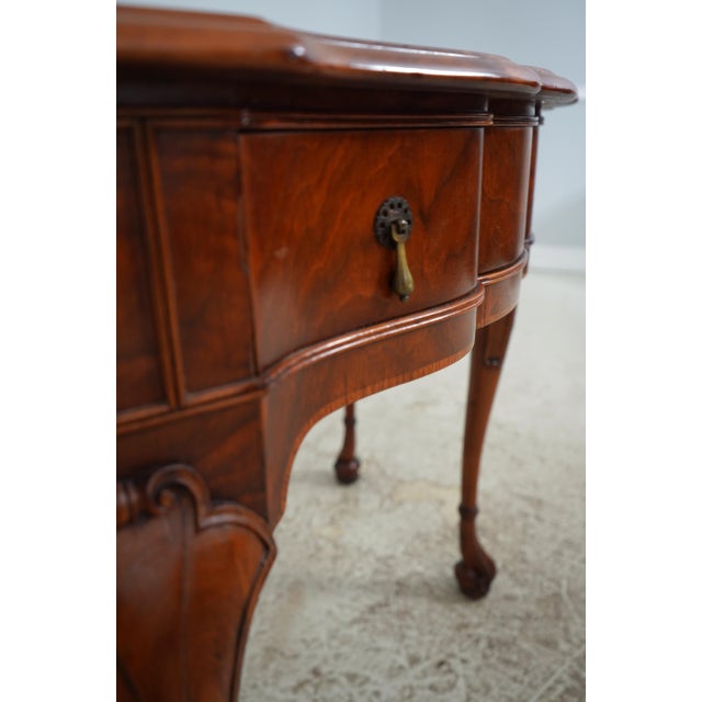 Vintage Burl Walnut George II 1 Drawer Console Table For Sale - Image 16 of 18