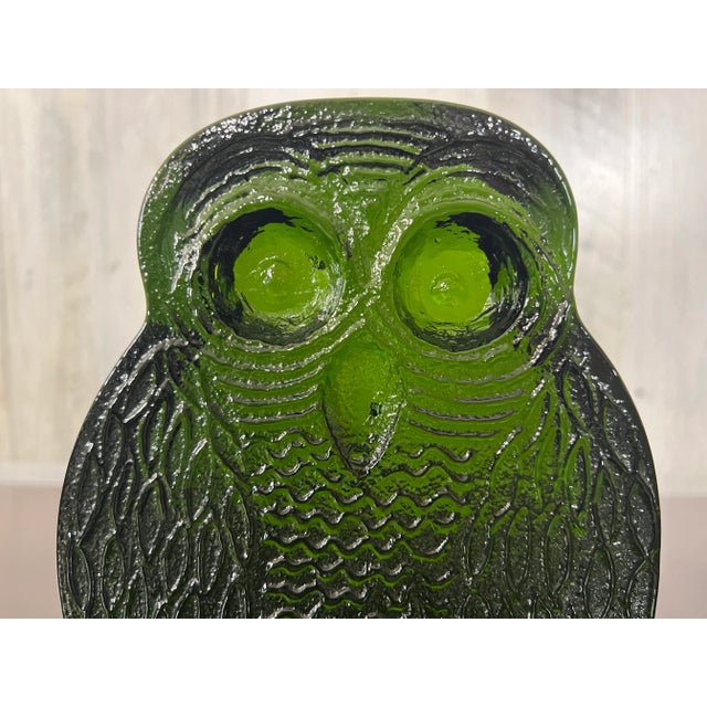 Glass 1970s Blenko Glass Owl Bookends- Set of 2 For Sale - Image 7 of 12