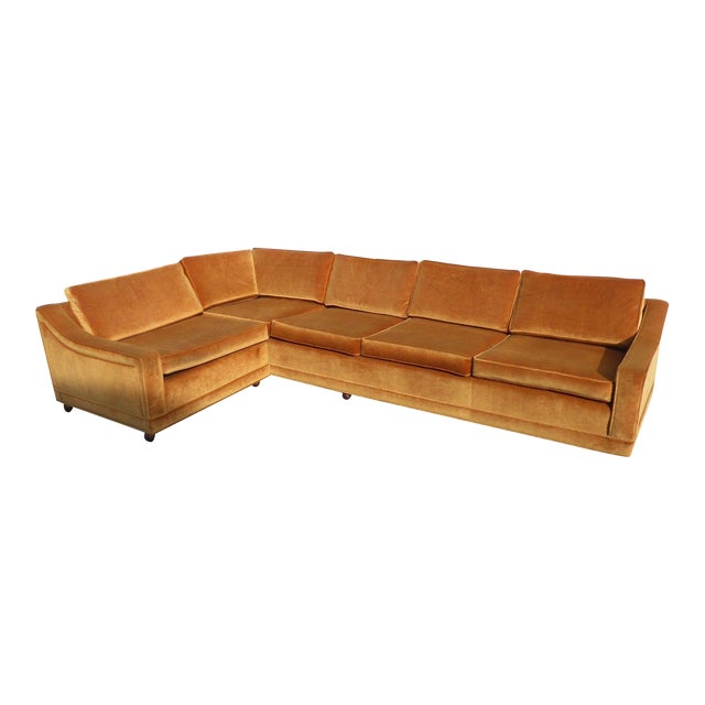 Mid Century Modern Orange Velvet Sectional Sofa Chairish