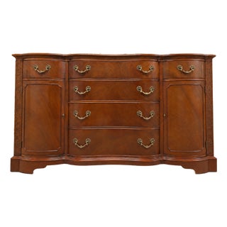 Vintage Drexel Solid Wood Mahogany Serpentine Dresser/ Credenza With Original Hardware For Sale