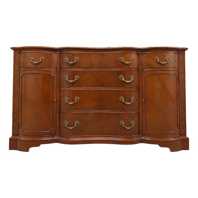 Vintage Drexel Solid Wood Mahogany Serpentine Dresser/ Credenza With Original Hardware For Sale