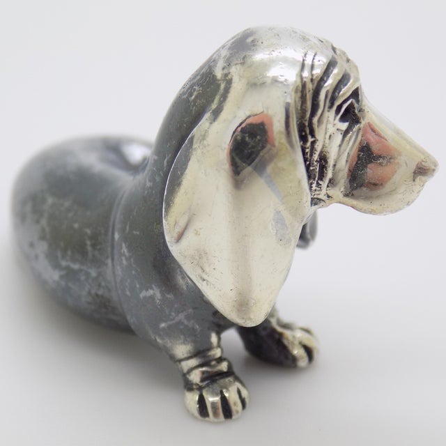 Vintage Italian Handmade Genuine Silver Wiener Sausage Dog Figurine Miniature by Saturno For Sale - Image 4 of 10