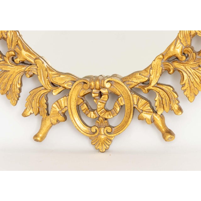 Rococo Revival Gilt Composition Framed Oval Mirror For Sale - Image 4 of 7
