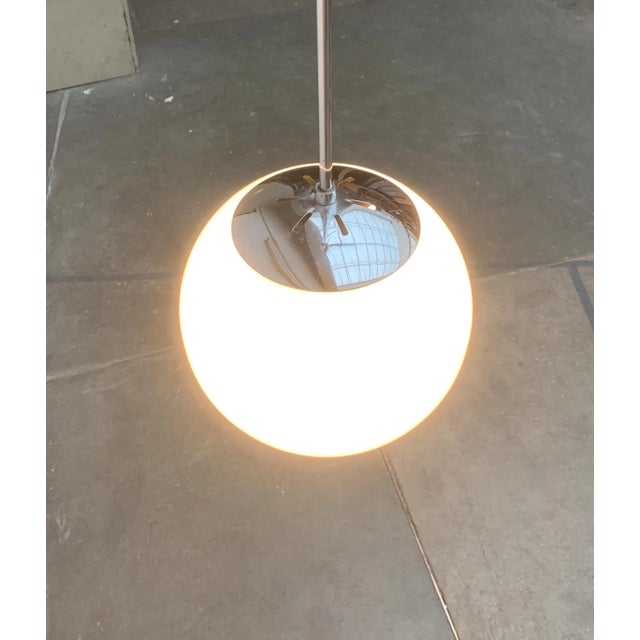 Mid-Century German Glass and Metal Ball Pendant For Sale - Image 4 of 18