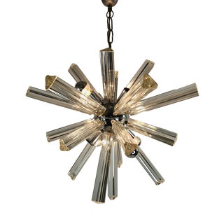 Italian Starburst Sputnik Chandelier in Chrome & Murano Glass, 1960s For Sale