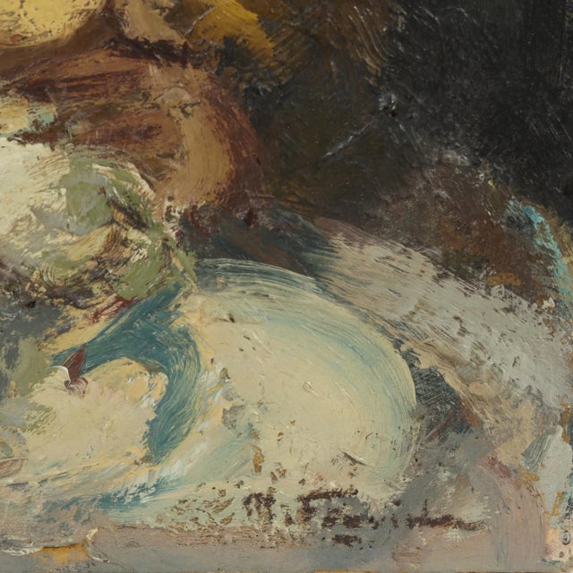 French School (Mid-20th Century), Mother and Child Oil on Masonite Beautiful oil painting of a woman and child with an...