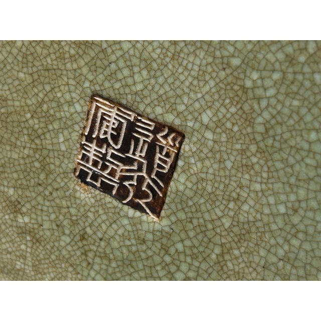 Orient Crackle Green Dragon Motif Ram Heads Artistic Pottery Ceramic Vase For Sale - Image 14 of 15