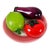Vintage Art Glass Fruit Centerpiece on Portuguese Plate Tomato Lemon Eggplant For Sale