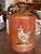 Brick Red Mid 20th Century Vintage Stoneware Ceramic Two-Toned Gloss Glazed Red & Brown Whiskey Jug Rooster Relief Motif Farmhouse Country For Sale - Image 8 of 8