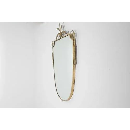 Mid-Century Italian Style Classic Wall Mirror with Golden Brass Friezes, 1950 For Sale - Image 9 of 13