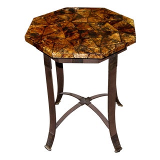 Early 20th Century Kreiss Collection Coconut Shell Octagon Top Table with Iron Base For Sale