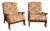 Vintage Lounge Chairs in Wood and Floral Fabric, 1970s, Set of 2 For Sale