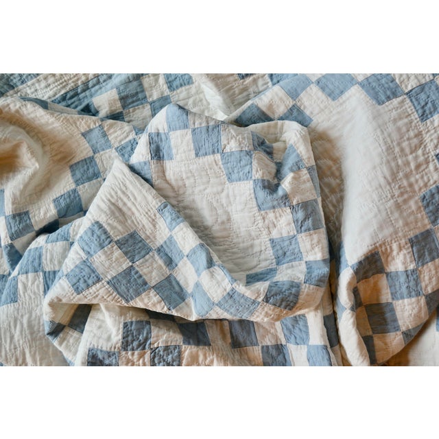 Ivory Early 20th C Double Irish Chain Quilt - For Sale - Image 8 of 15
