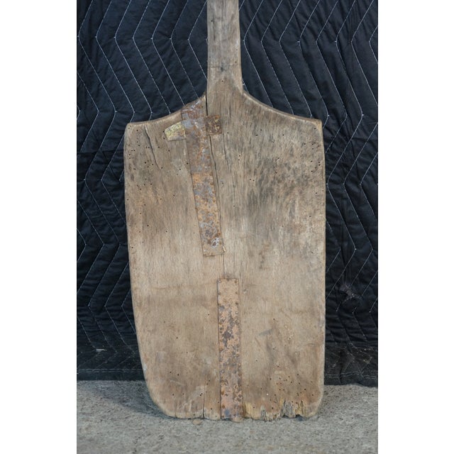 Antique 19th Century Primitive Wooden Farmhouse Grain Malt Shovel 58" For Sale - Image 6 of 16