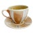 1990s Ceramic Coffee Cup and Saucer Set, Wabi Sabi Studio Pottery Mug, Earthy Striped Tea Cup, Unique Artisan Stoneware Gift for Coffee Lover For Sale