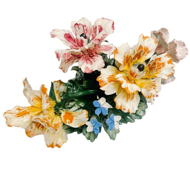 Mid 20th Century Mid 20th Century Capodimonte Oblong Flower Basket Topiary For Sale - Image 5 of 12