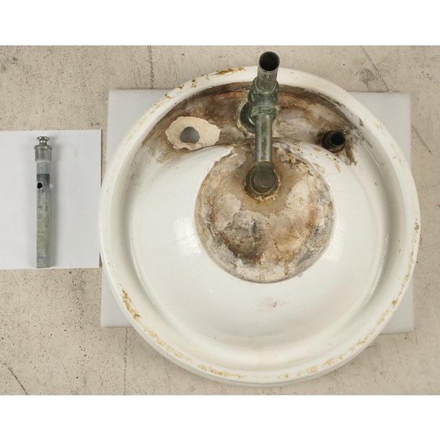 Vintage Art Deco 24 In. Fluted White Ceramic Pedestal Sink For Sale - Image 11 of 11