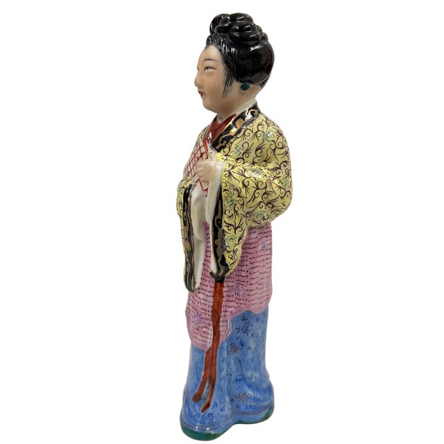 Ceramic Early 20th Century Antique Chinese Famille Rose Porcelain Figurine - Court Lady For Sale - Image 7 of 12
