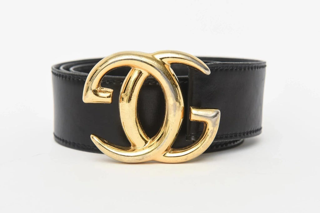 Vintage 1980s Accessocraft NYC Gold Plated Matelasse Buckle White Leather Belt Vintage 1980s Accessocraft NYC Gold Quilted Buckle Black  main image 2