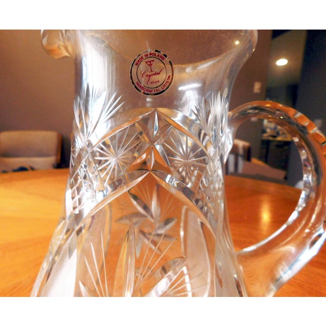 Contemporary 1970s Large Crystal Pitcher by Crystal Clear From Poland For Sale - Image 3 of 7